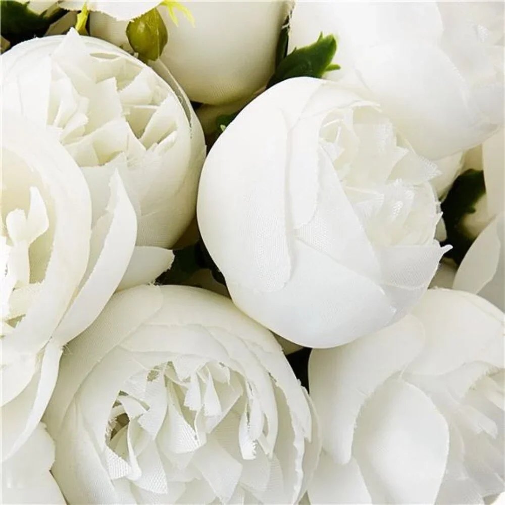 Artificial White Peony Flower Bouquet 11.8
